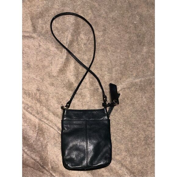 VINTAGE Women B Makowsky Black Leather Crossbody Purse Magnet Flap Gusset Pocket - Picture 5 of 14